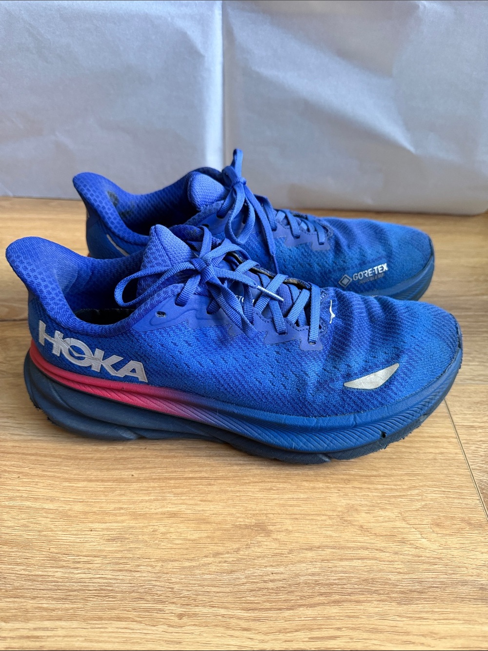 Hoka Blue and Pink Gradient Gore‑Tex Sneakers W 11/M 9.5 Fair Condition